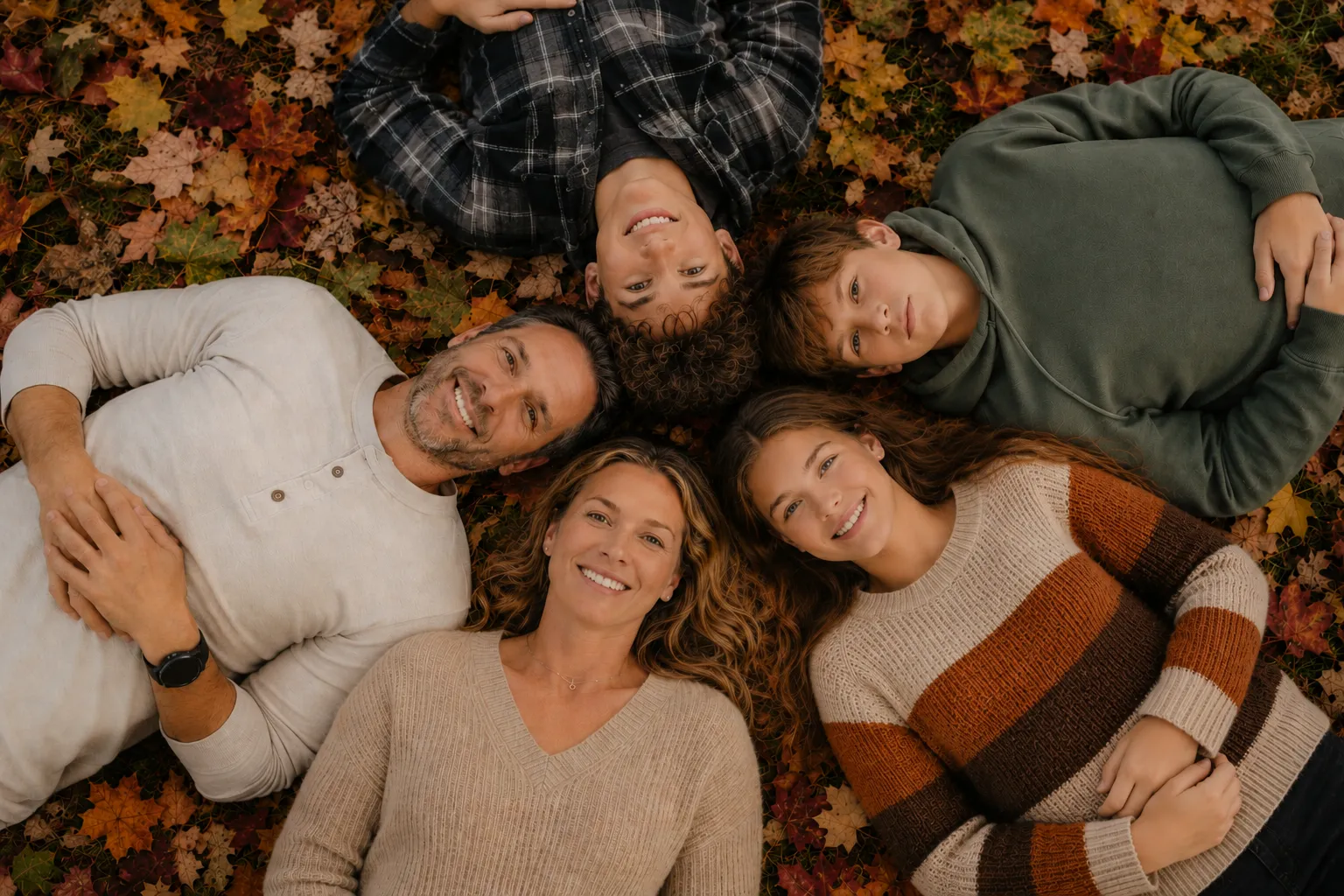 Family together in an open space